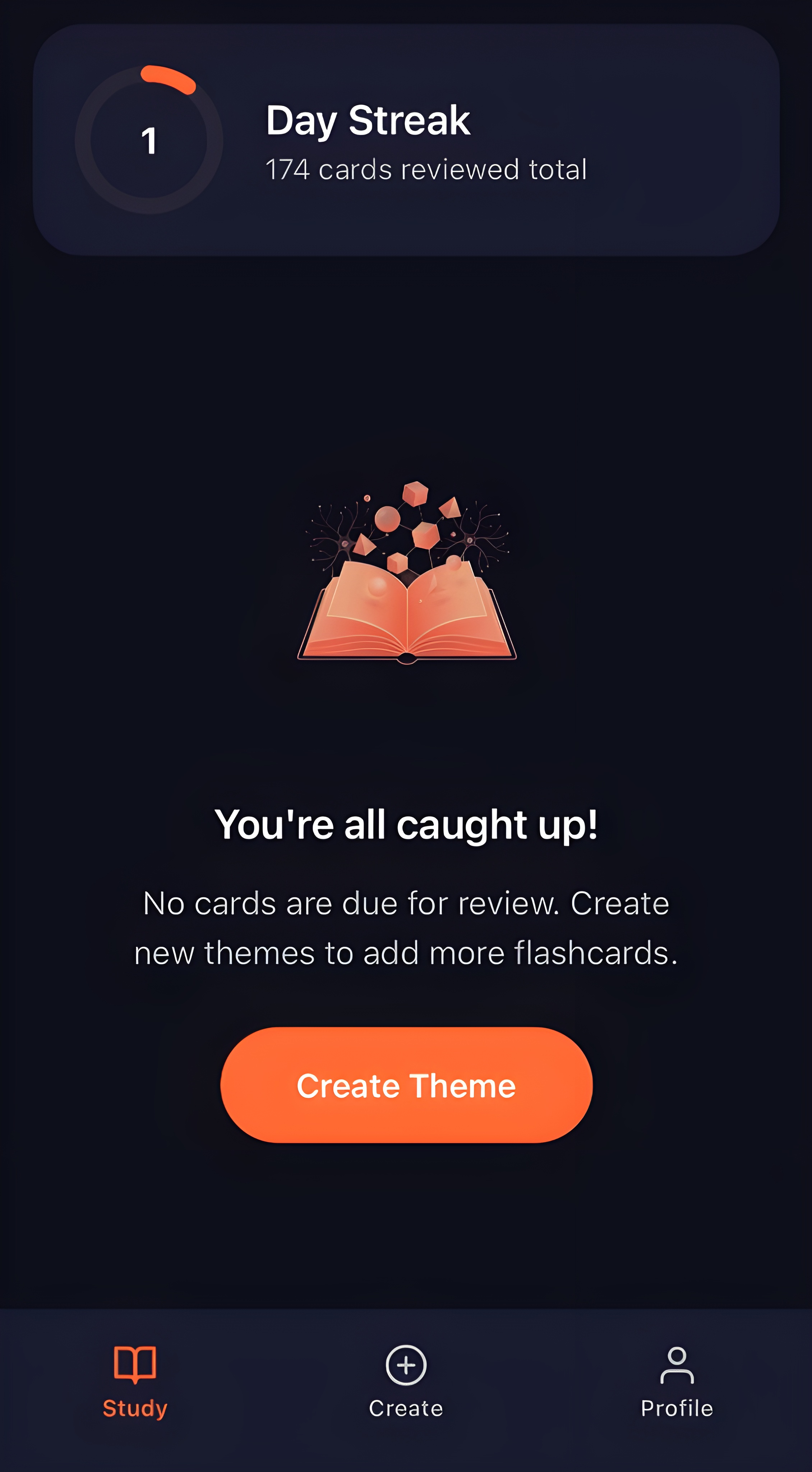 Recall Study Home Screen